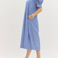 Entro - Pleated Cuff Band Striped Mini Dress