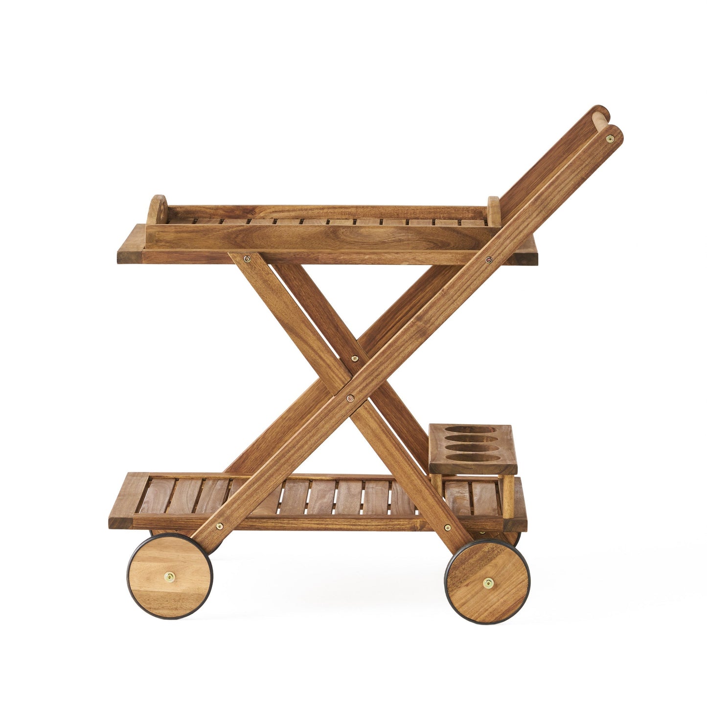 Riviera Bar Cart Natural Stained Acacia Wood Mobile Bar Cart