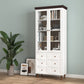 White MDF Display Storage Cabinet with Glass Doors and Adjustable Shelves