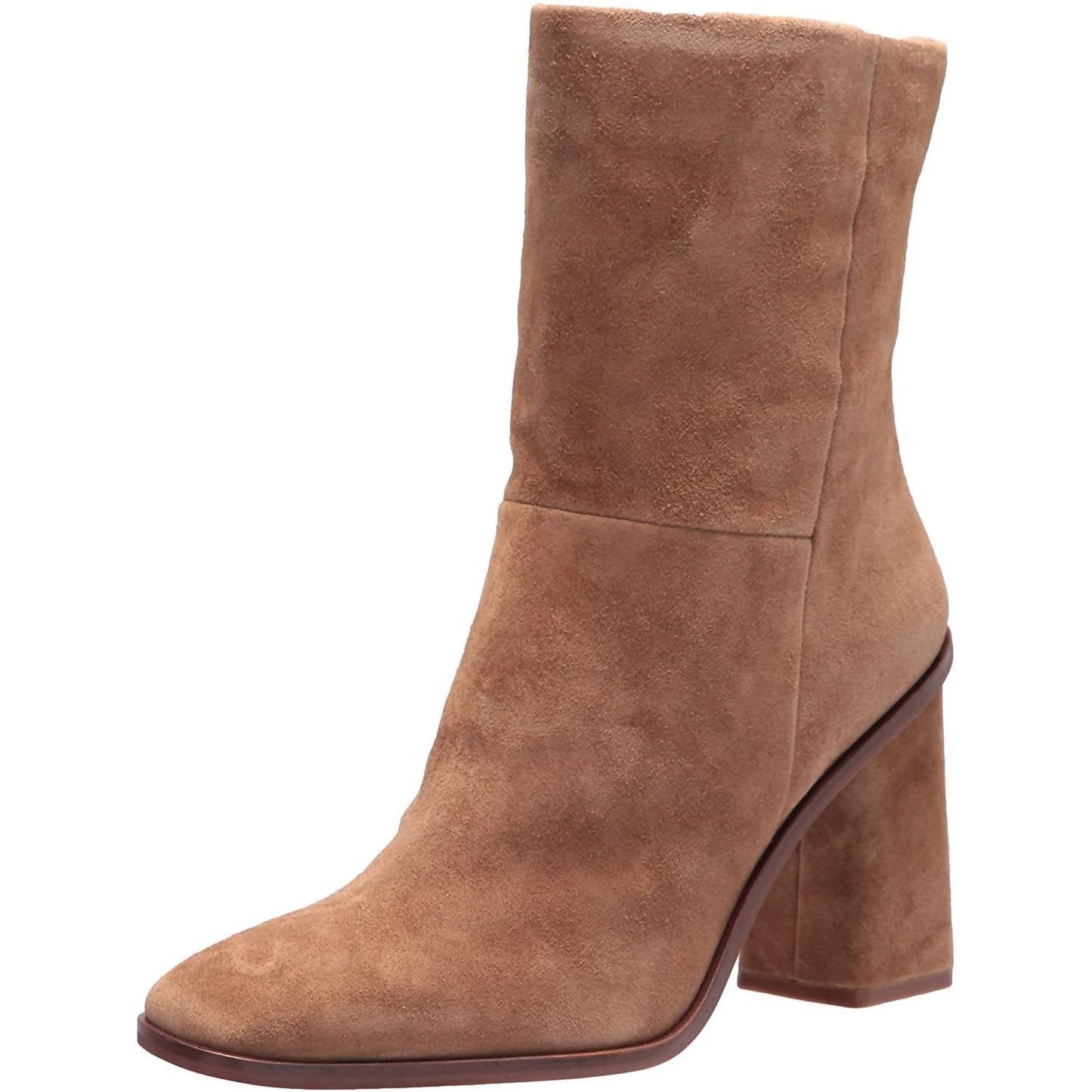 Vince Camuto - Women's Dantania Tan Suede Fashion Mid Calf Square Toe Block Heel Boots
