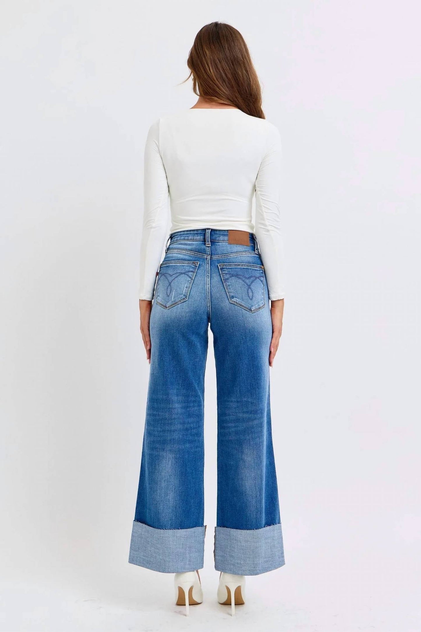 Judy Blue - Retro Wide Leg With Cuff Jeans