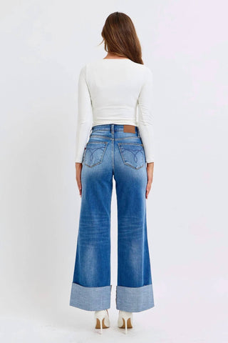 Judy Blue - Retro Wide Leg With Cuff Jeans