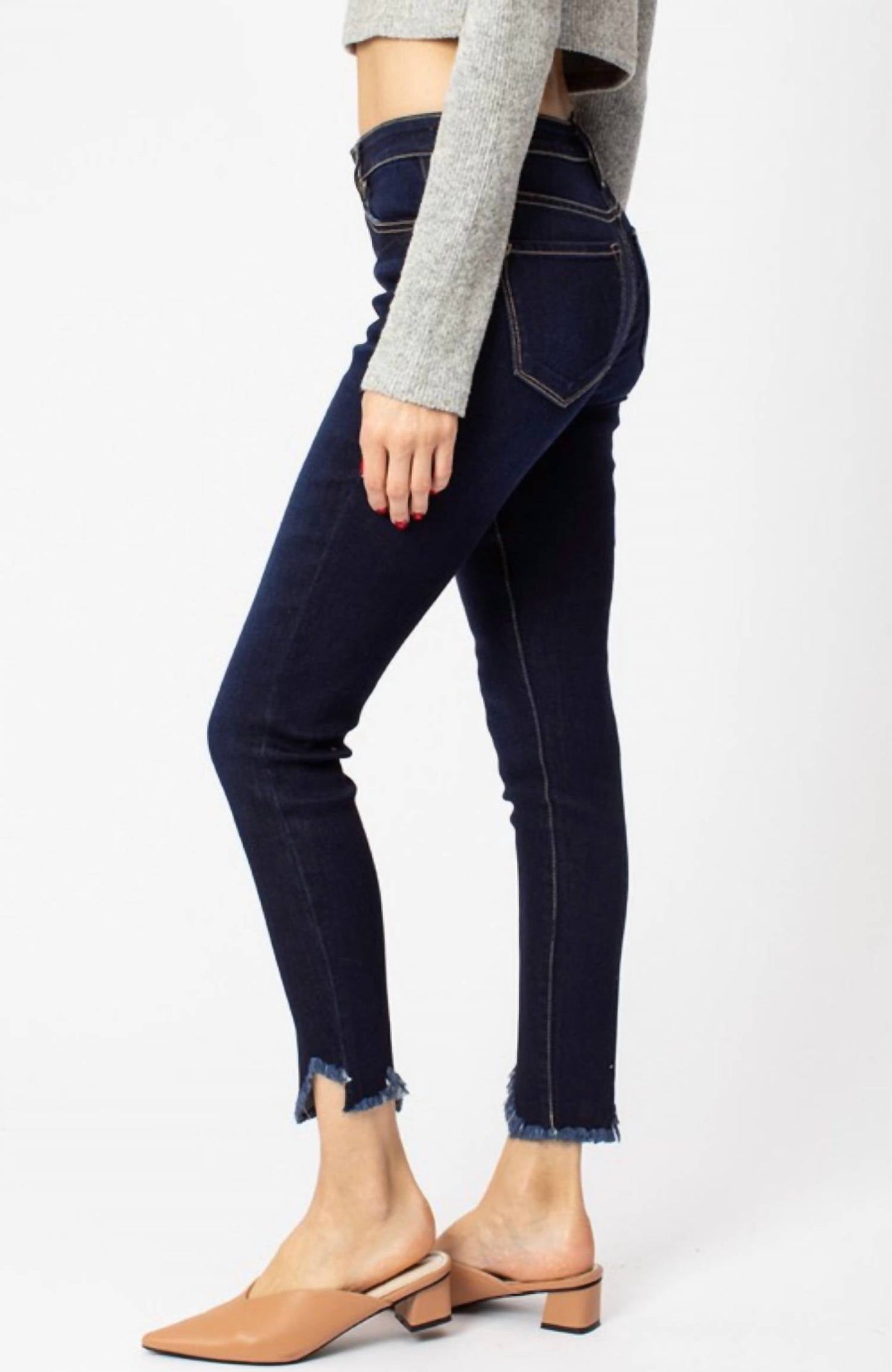 Kancan - High Rise Hem Detail Jean