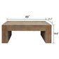 Rustic Wood Coffee Table, 49in Modern Farmhouse Rectangular Table for Living Room