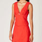 Nia - Celia Plunge V Neck Linen Scalloped Trim Top