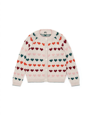 Bonton - Kid's Jacquard Knit Hearts Cardigan