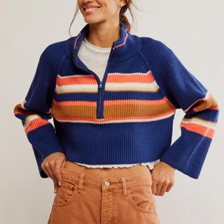 Free People - Striped Greta Half Zip Combo