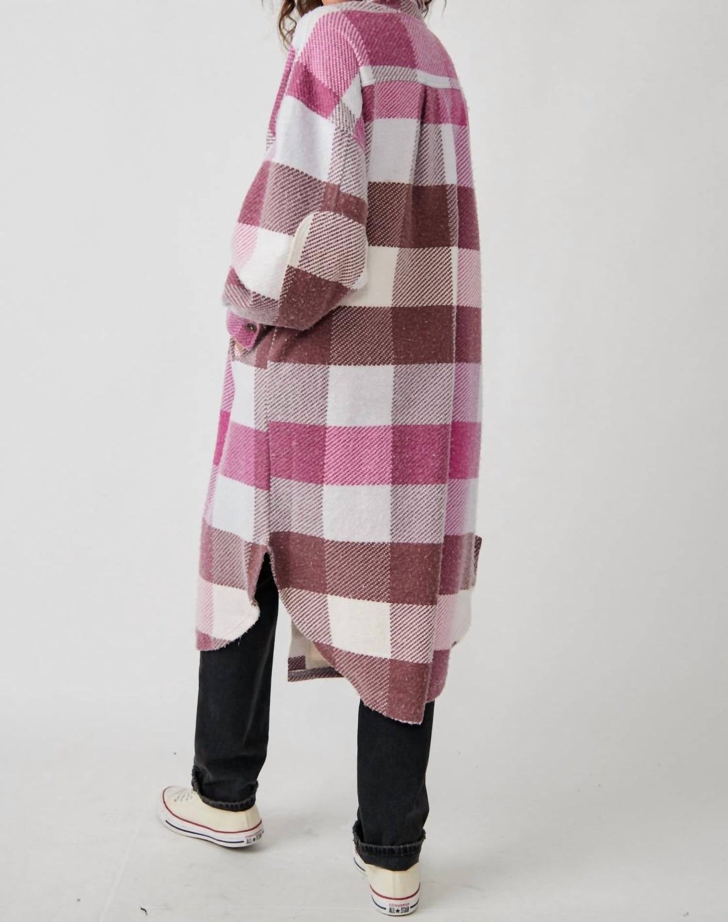 Free People - Plaid Long Jacket