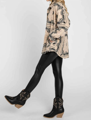 Elleborn - Paisley Sherpa Button Down Jacket