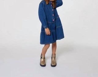 Billieblush - Long Sleeve Flounced Denim Dress