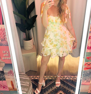 B.Right - Sunlit Petals Tiered Mini Dress