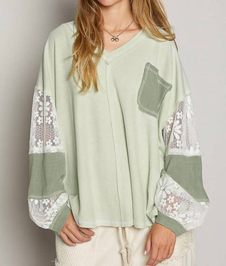 Pol - Lace Contrast Top