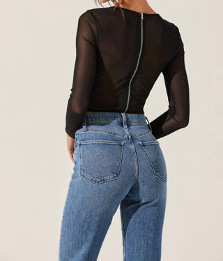 Astr - Kezia Long Sleeve Mesh Corset Top