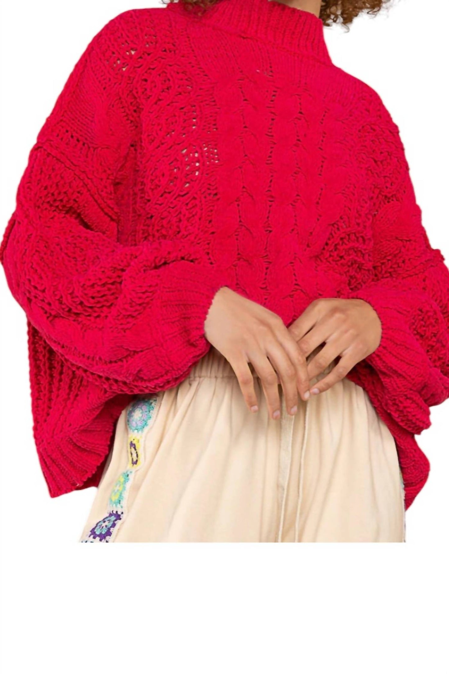 Pol - Women's Chenille Twisted Cable Pullover Sweater