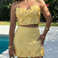 Sundayup - Floral Applique Top & Skirt Set