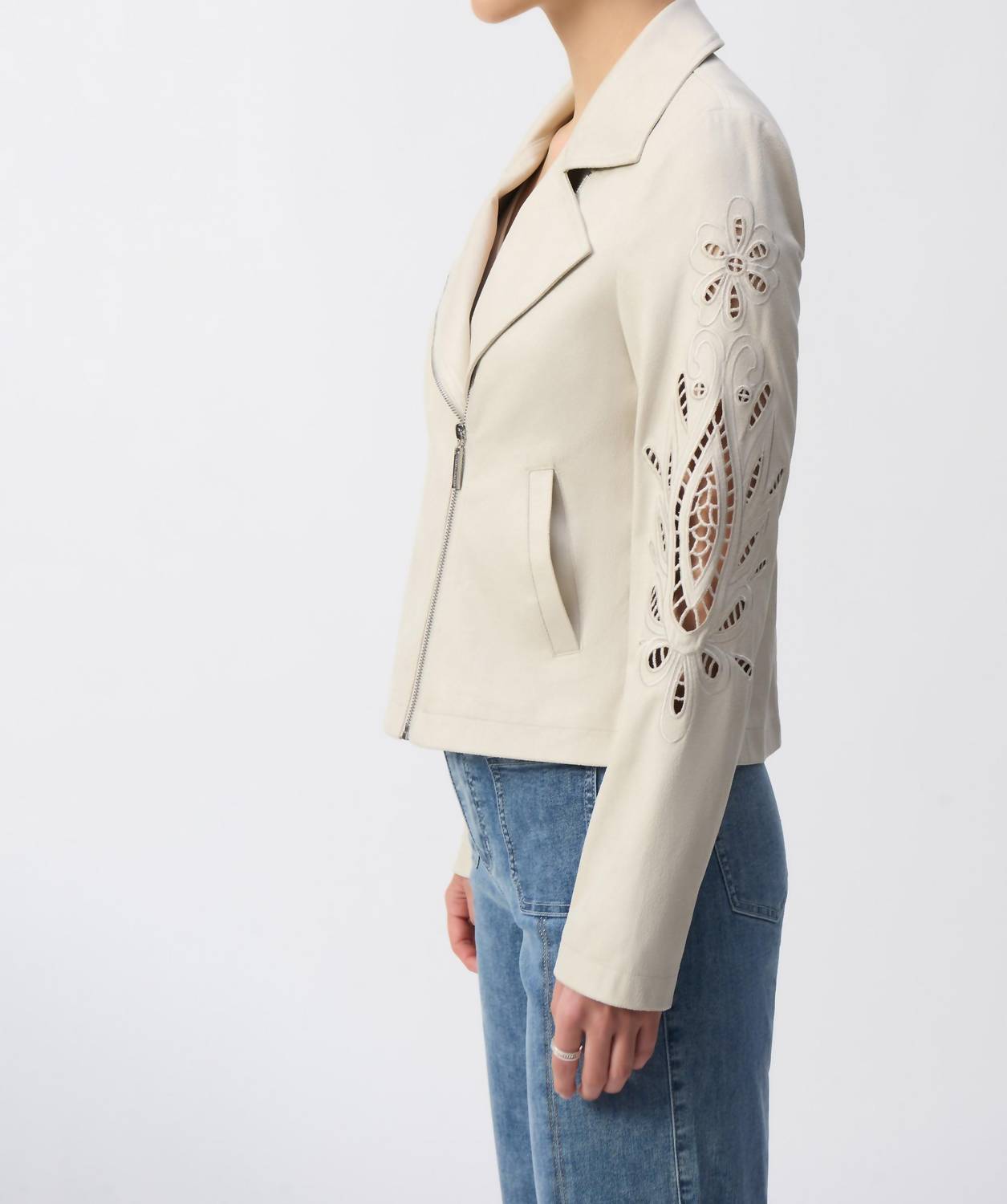 Joseph Ribkoff - Foiled Faux Suede Moto Jacket