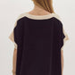 Entro - Solid Ribbed Boat Neck Short Sleeve Top