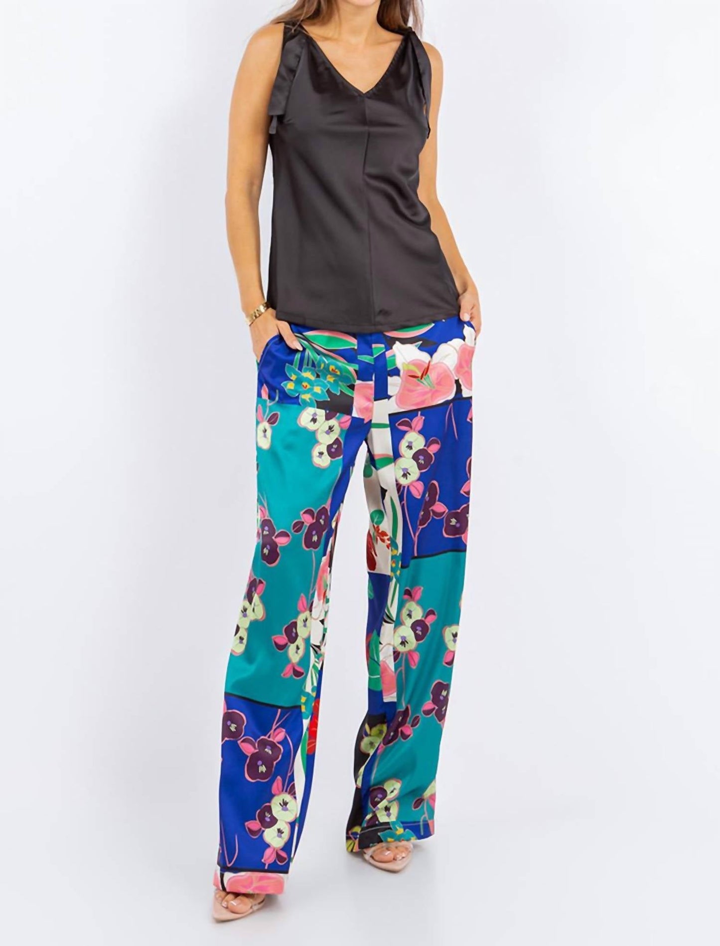 Paparazzi - Stretch Satin Solid Tie Shoulder Tank Top