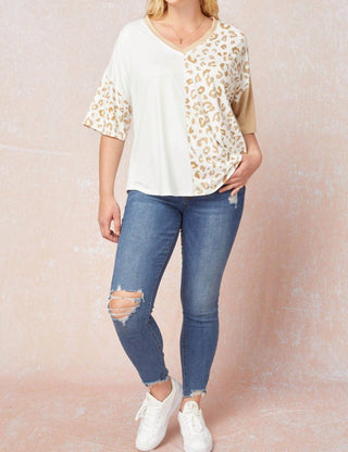 Entro - Color Block Leopard Top