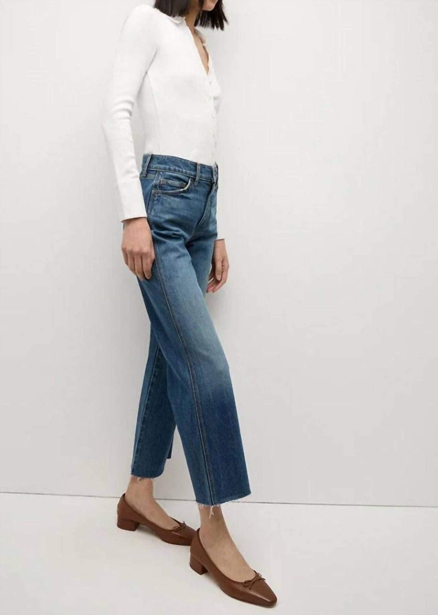 Veronica Beard - Dylan Straight leg raw hem jean