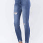 Judy Blue - Women's High Rise Destroyed Hem Skinny Denim Jeans