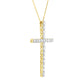 10K Yellow Gold Plated .925 Sterling Silver 4.0 Cttw Round Cut Diamond Cross Pendant Necklace (J-K Color, I1-I2 Clarity) - 18"