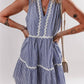 Aapparella - Striped Trim Sleeveless Dress
