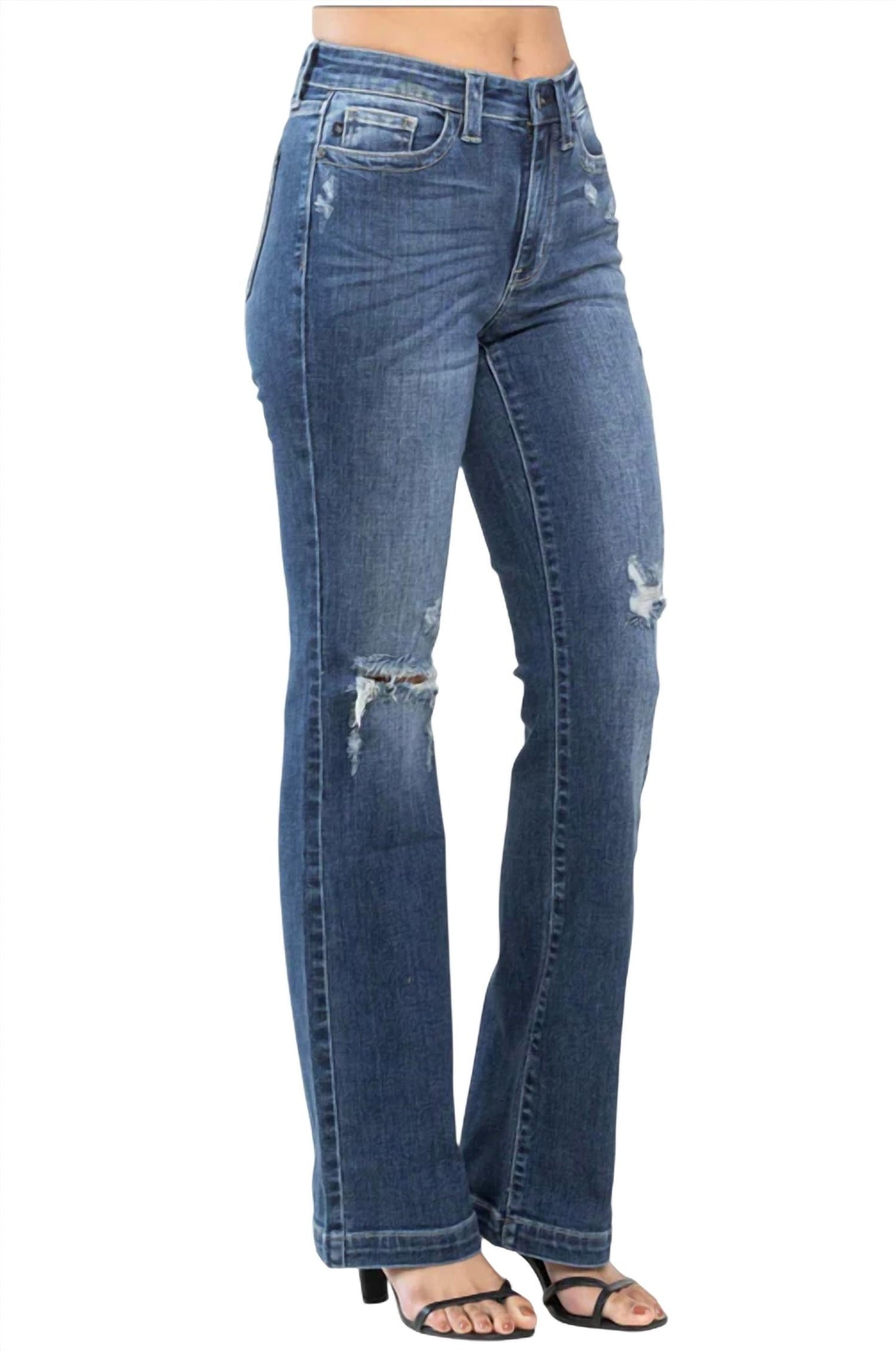 Judy Blue - Lilith Mid Rise Hand Sand Destroyed Bootcut Jean