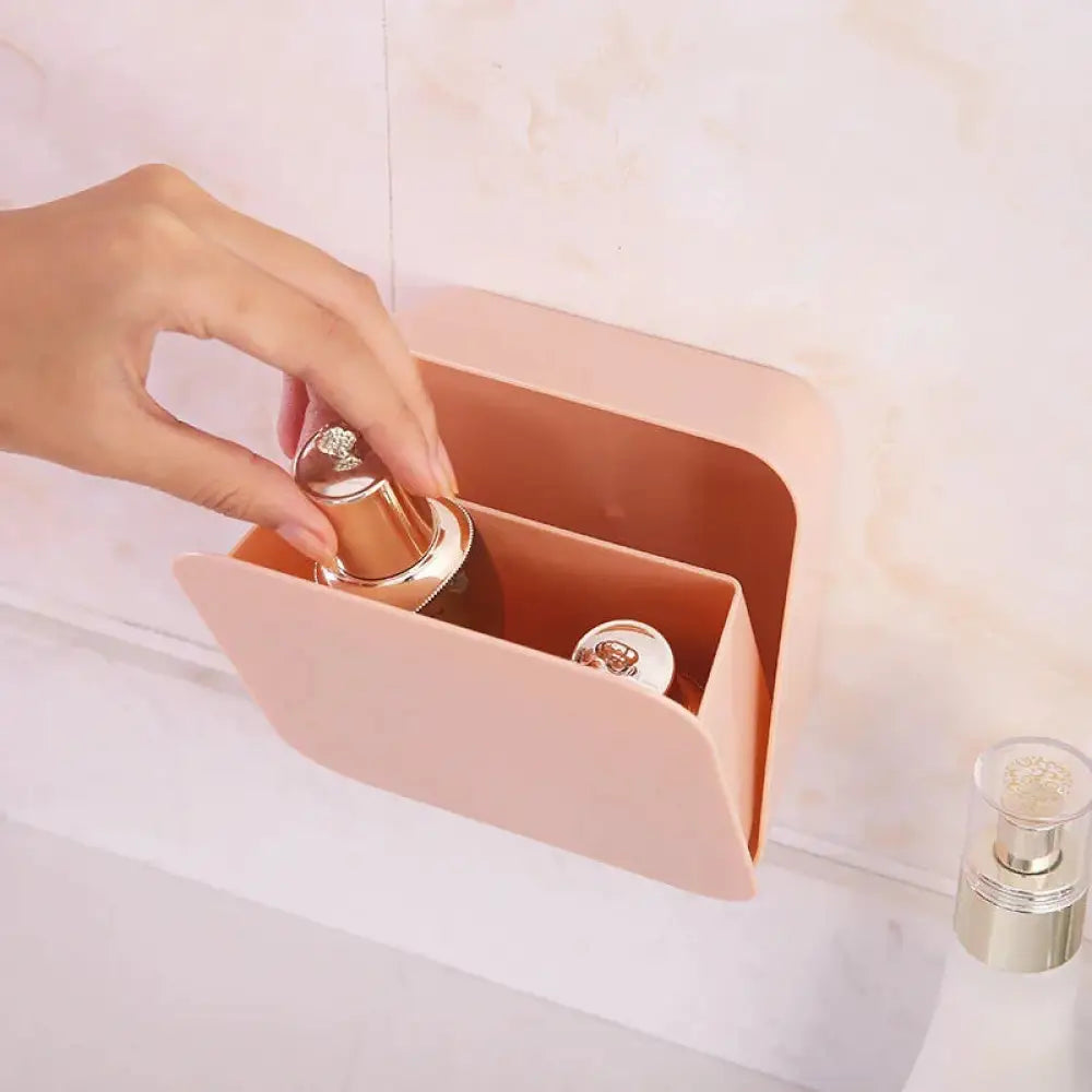 Pastel Wall Mounted Vanity Organizer and Makeup Shelf