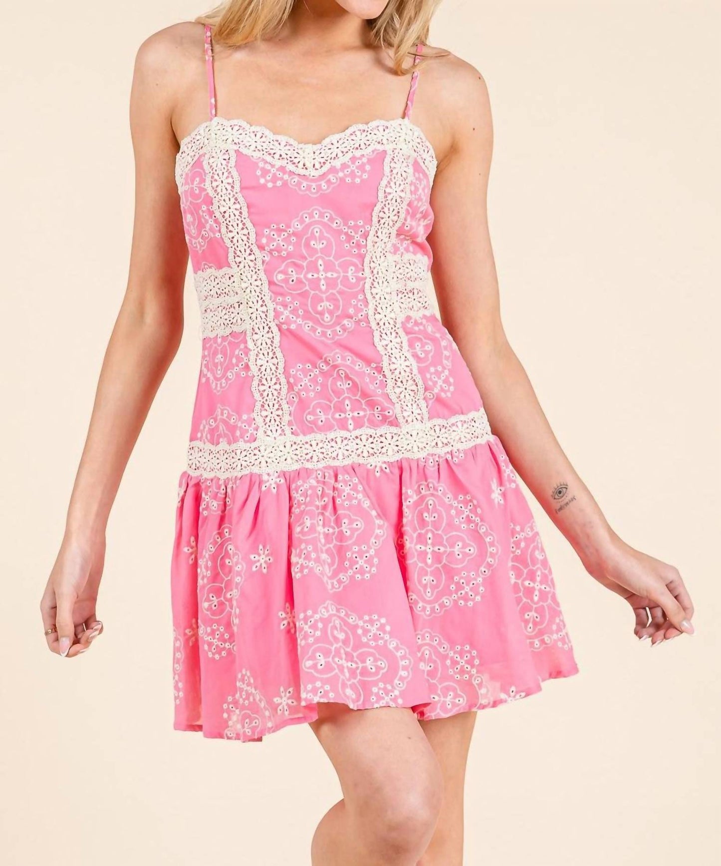 Baby Pink - Finley Embroidered Mini Dress