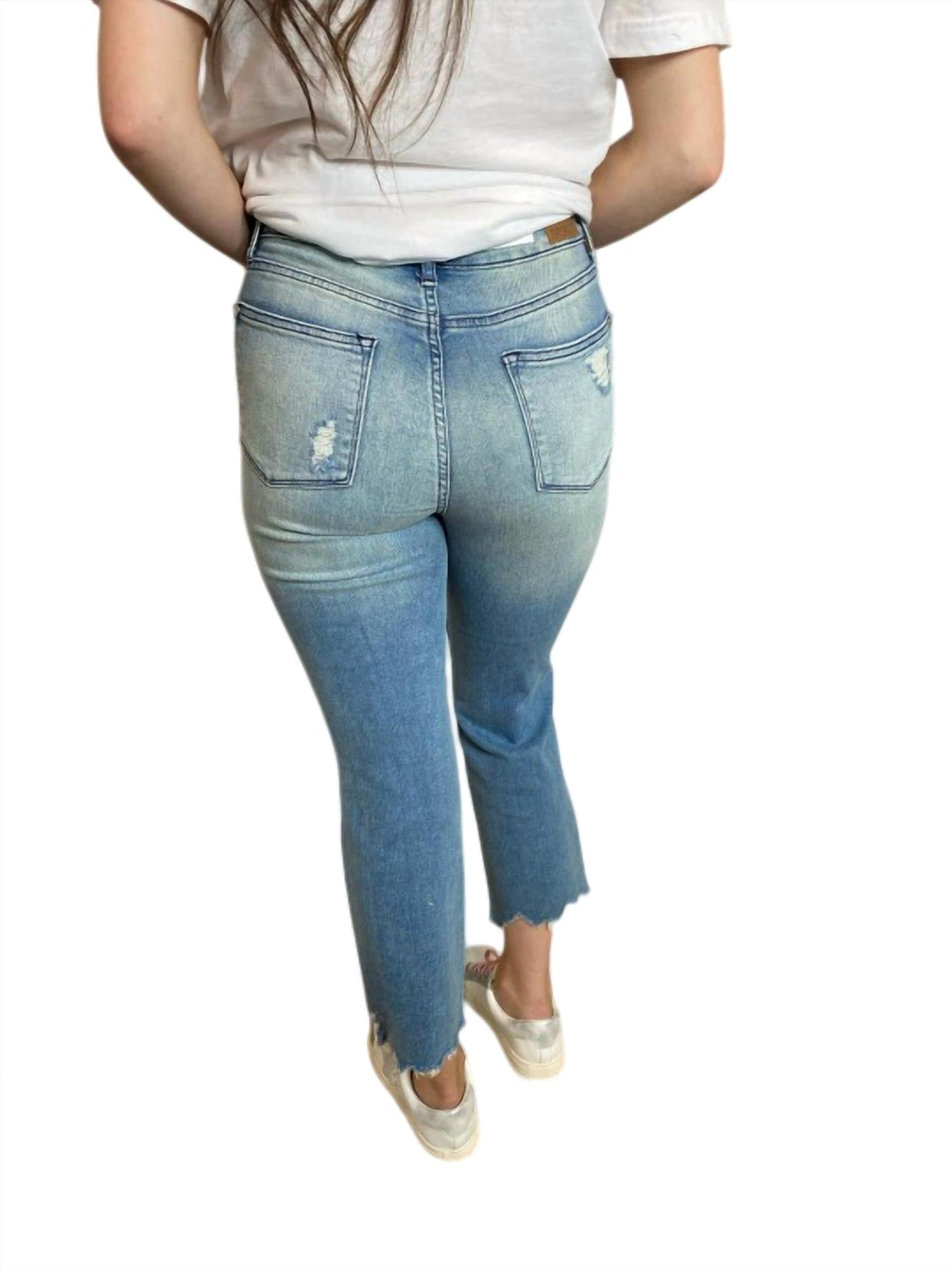 Judy Blue - Tinted Wash & Destroyed Cropped Straight Jeans