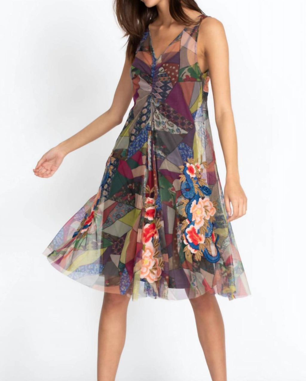 Johnny Was Cassia Mesh Midi Dress