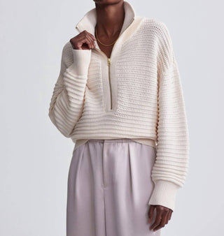 Varley - Tara Pointelle Half-zip Knit Pullover