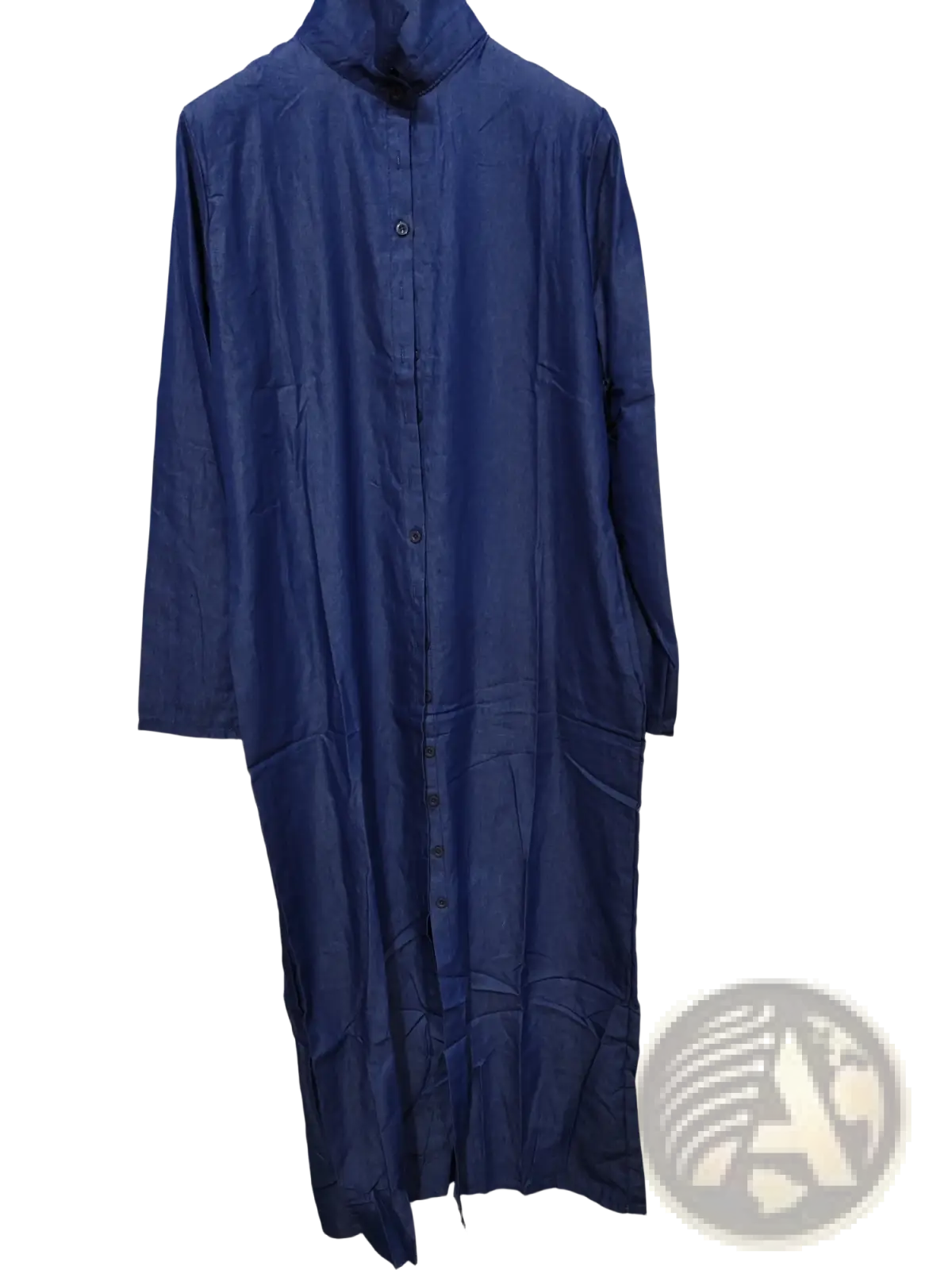 Denim Button Front Long Sleeve Maxi Dress