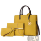 Denim and Leather Three Piece Multi Compartment Handbag Set