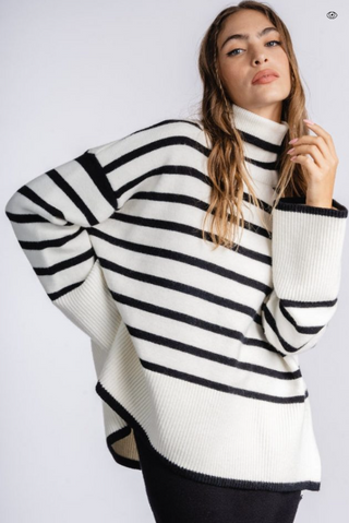 Silk & Salt Denise Sweater Beige & Black Striped