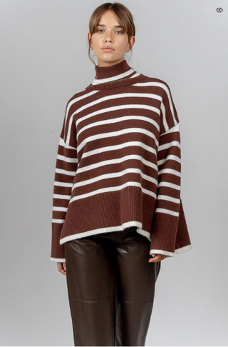Silk & Salt Denise Sweater Coffee & White Striped