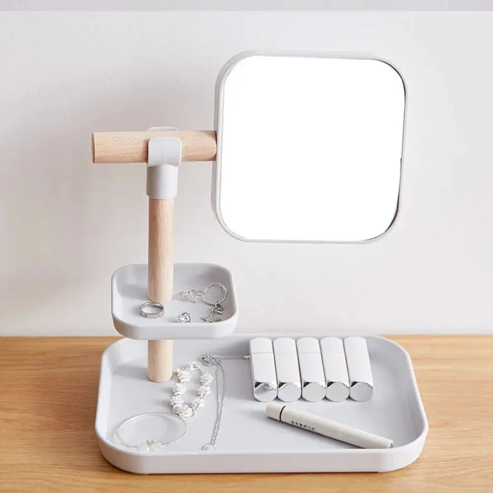 Minimalist Cosmetics Storage Box with Adjustable Mirror