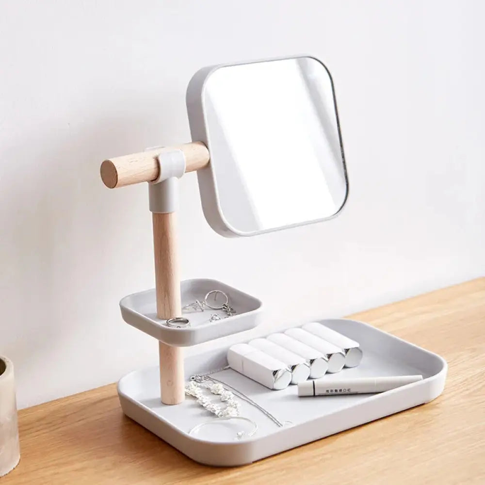 Minimalist Cosmetics Storage Box with Adjustable Mirror