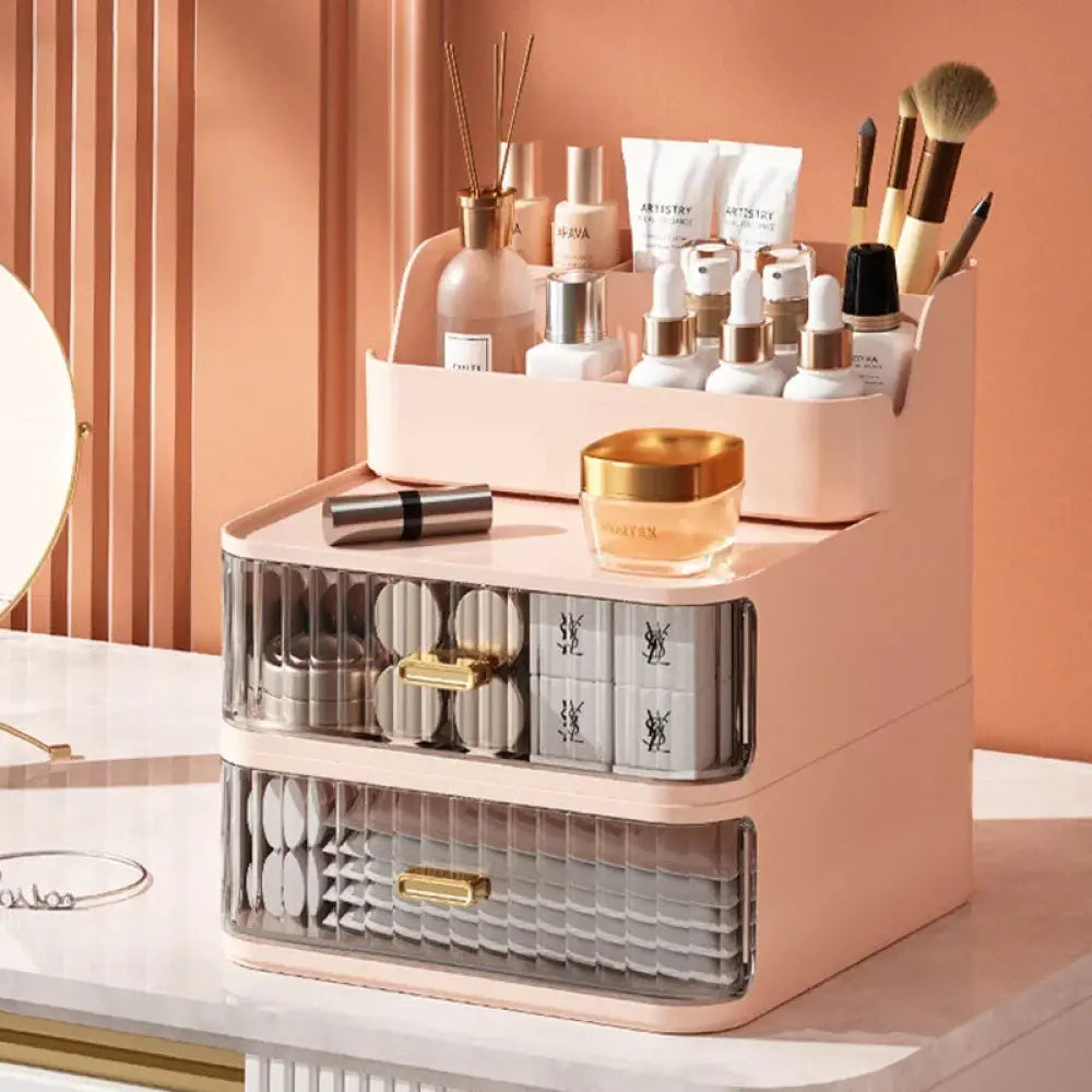 Modern Two Tiered Desktop Makeup and Jewelry Organizer