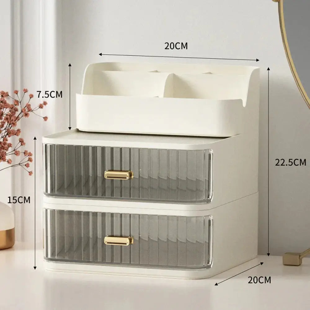Modern Two Tiered Desktop Makeup and Jewelry Organizer