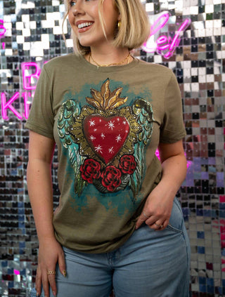 One24Rags - Sacred Heart Heather Tee