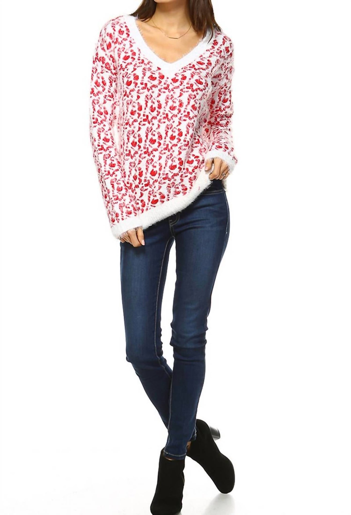 White Mark - Women's Leopard Sweater