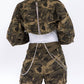 American Bazi - Camouflage Cropped Jacket With Chains