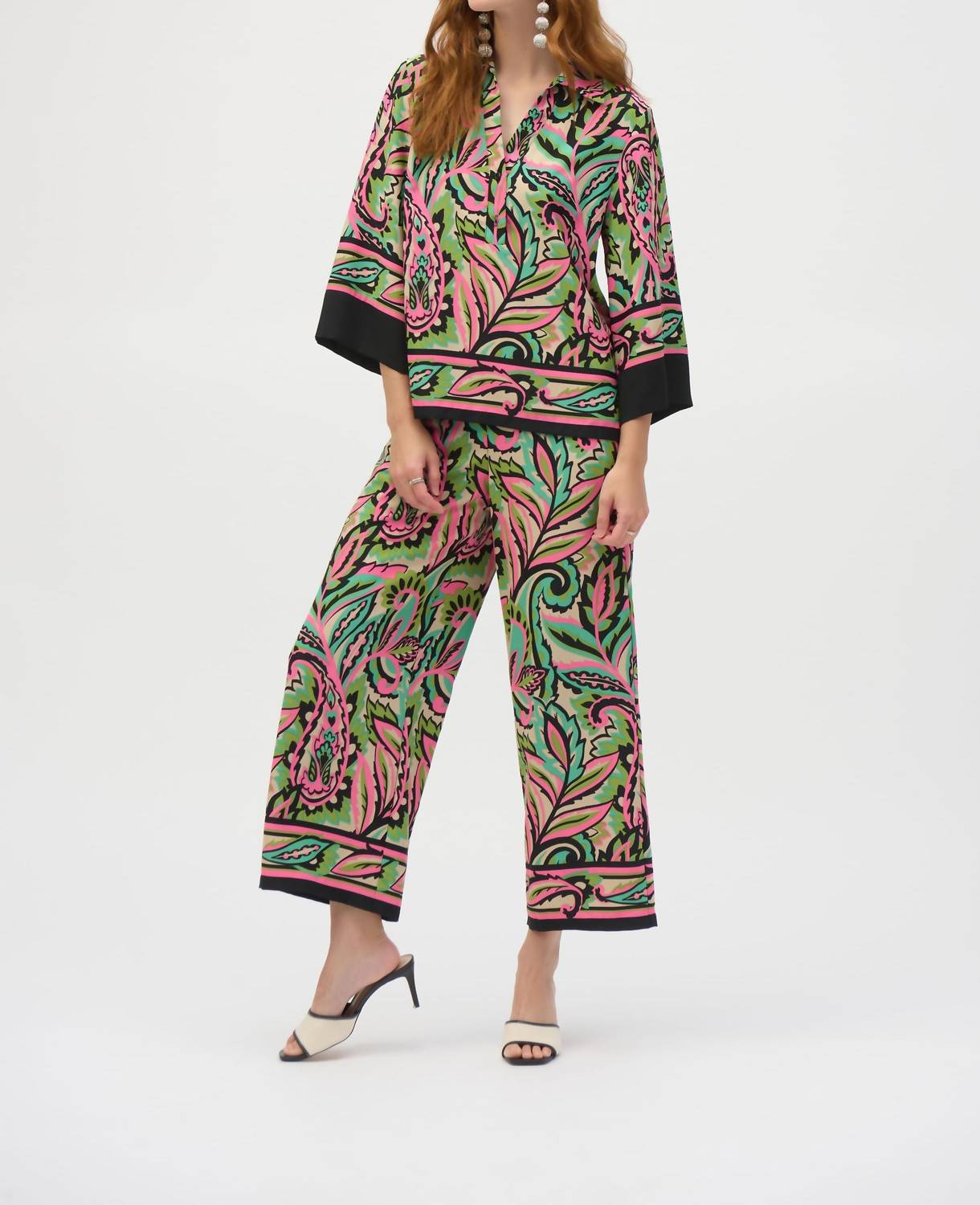 Joseph Ribkoff - Paisley Print Wide Leg Pants