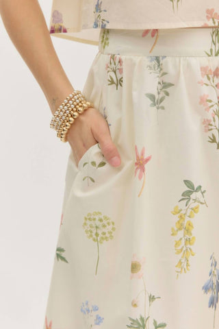 Entro - Carolina Botanic Print Midi Skirt