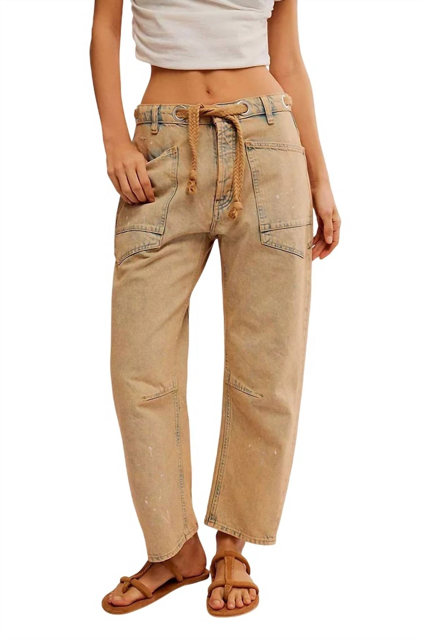 Free People - Moxie Low Slung Pull On Barrel Jeans