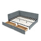 Mid-Century Storage Upholstered Tufted Bed Frame with Backrest and Armrests