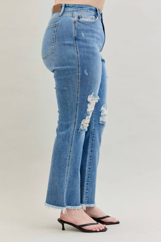 Judy Blue - Women's Destroyed Fray Bootcut Jeans
