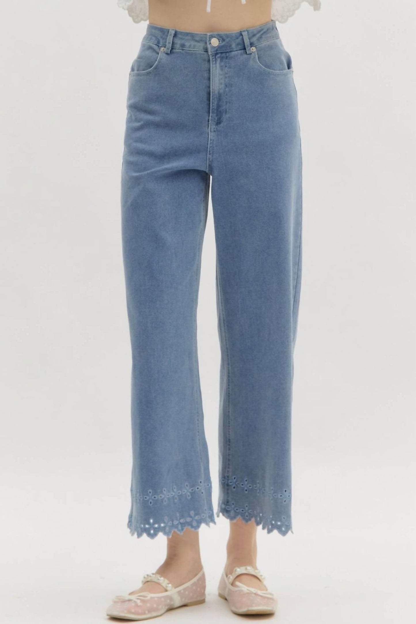 Entro - High Waist Eyelet Pants